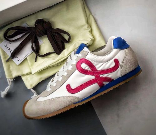 【🥰2025 핫한 신상】LOEWE Ballet Runner 2.0 나일론 소가죽 라이프 캐주얼화 화이트 레드 블루 LLBR282X02-4868 photo review