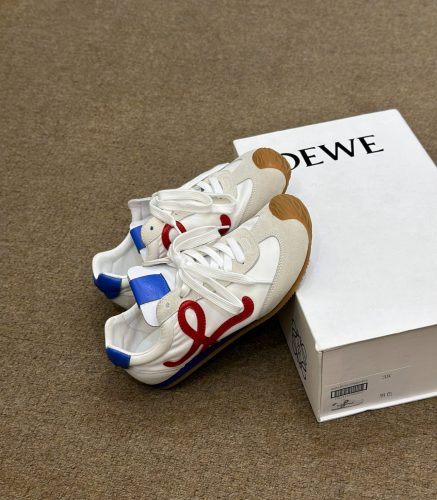 【🥰2025 핫한 신상】LOEWE Ballet Runner 2.0 나일론 소가죽 라이프 캐주얼화 화이트 레드 블루 LLBR282X02-4868 photo review